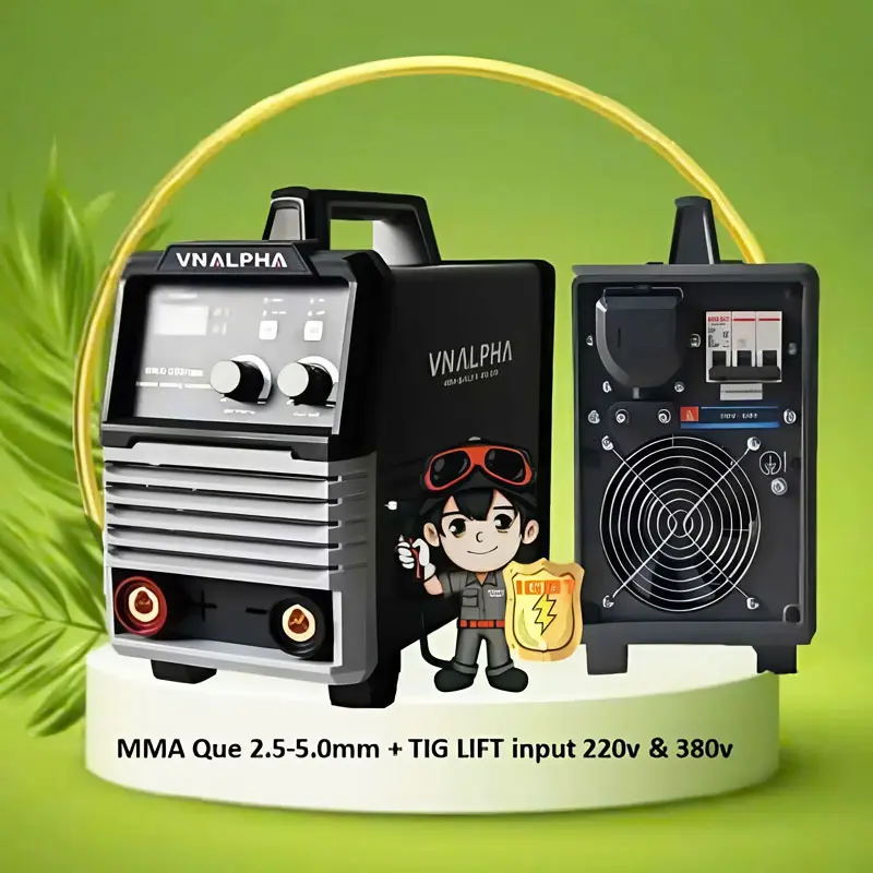 VNALPHA MMA-280H chuyên que 4 ly 100% 5ly 60% -80%+ Lift Tig innox mỏng, input 180V-420V, cấu hình 6 bo 8 IGBT